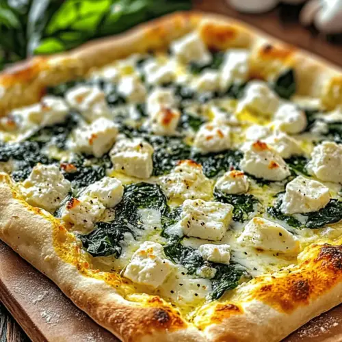 Greek Roasted Garlic Spinach White Pizza