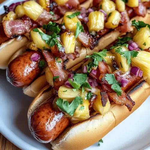 Hawaiian Hot Dog with Pineapple and Bacon