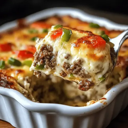 Low Carb Philly Cheesesteak Casserole