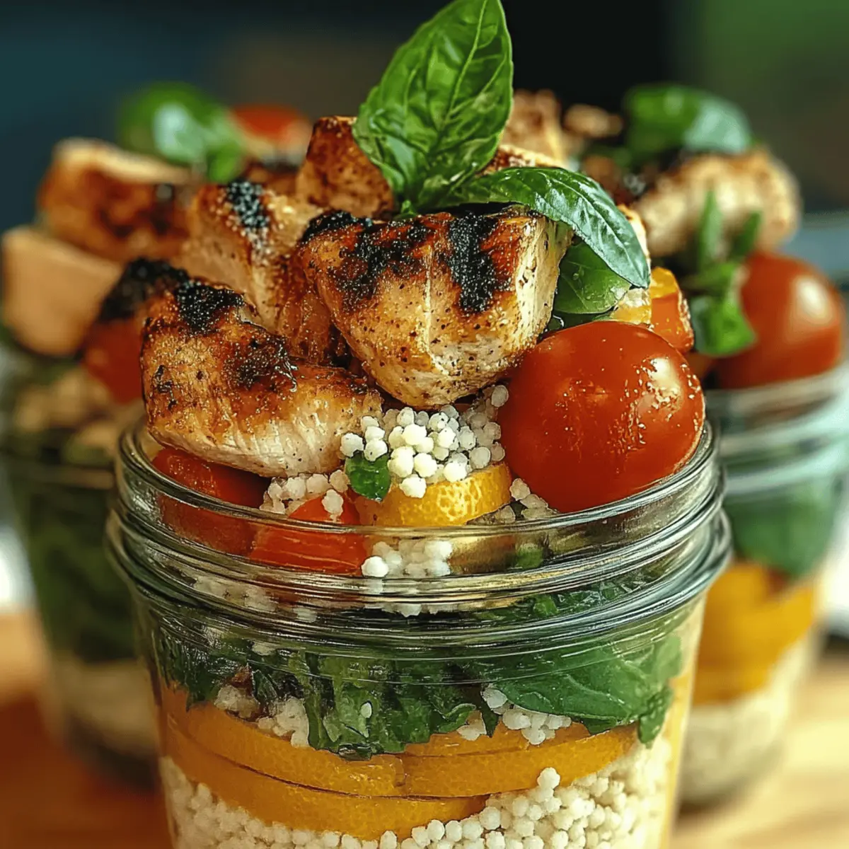 Zesty Lemon Basil Chicken Couscous Jars