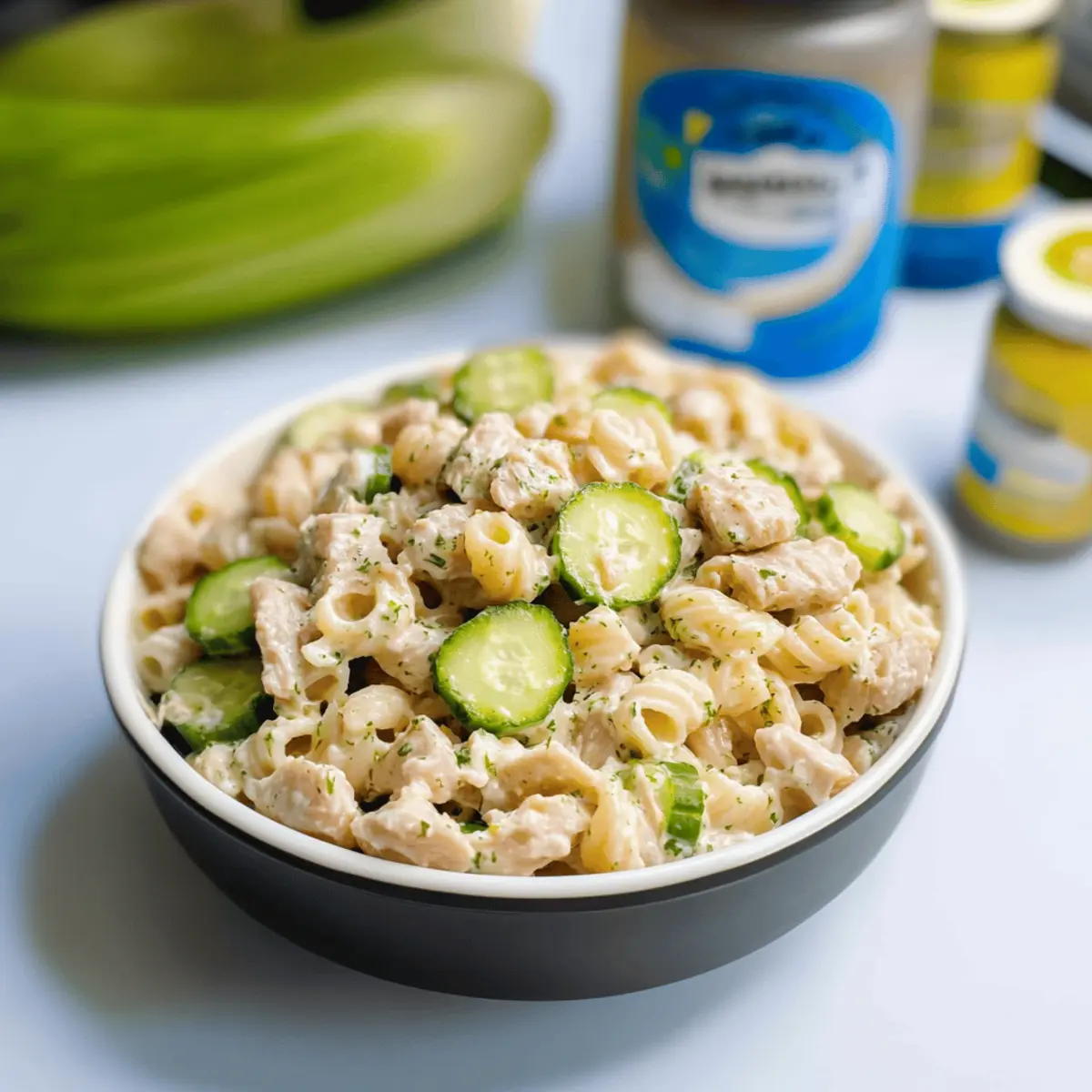 Dill Pickle Tuna Pasta Salad