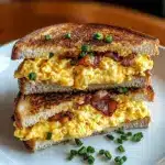 Grilled Cheese with Scrambled Eggs and Bacon