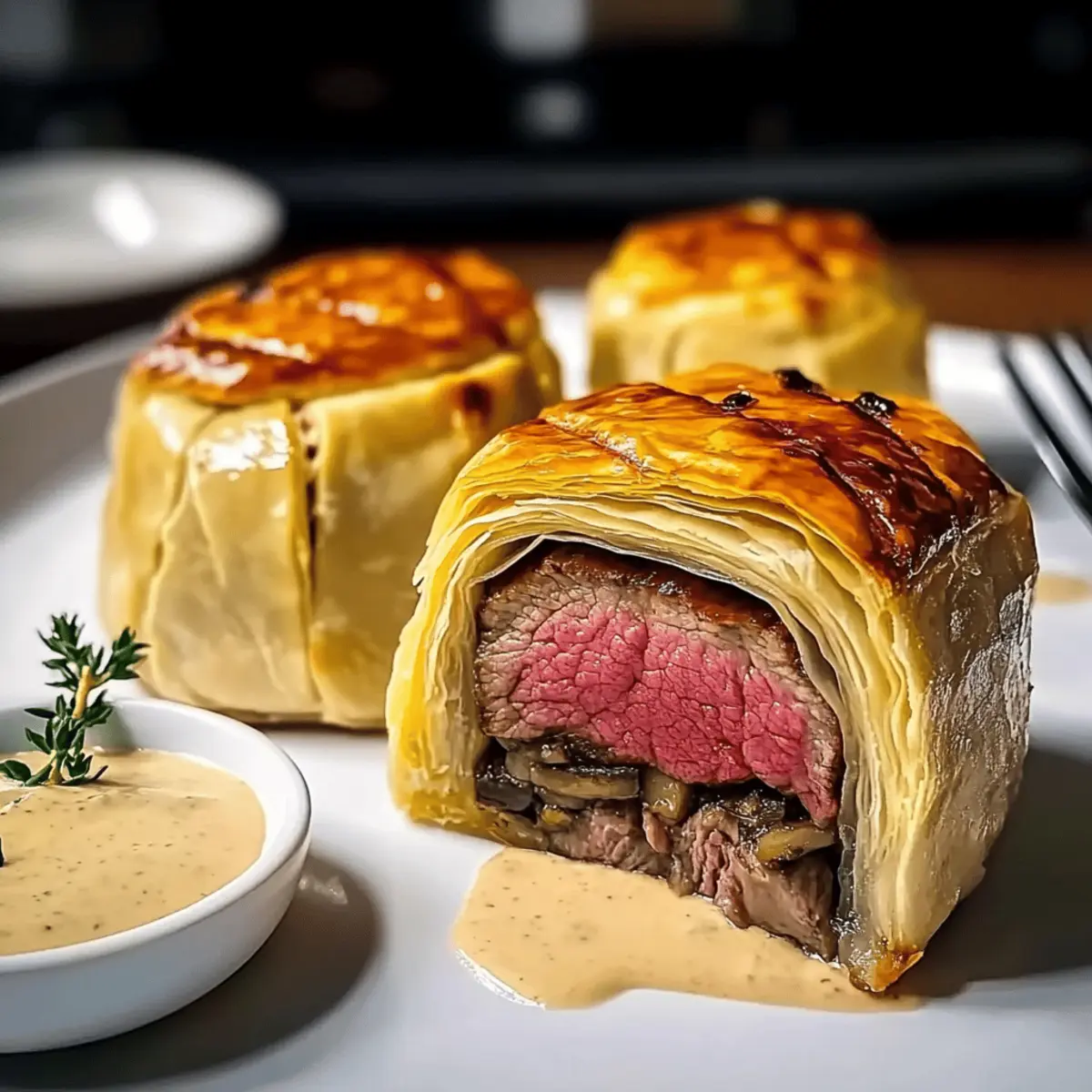 Mini Beef Wellington with Creamy Horseradish Sauce