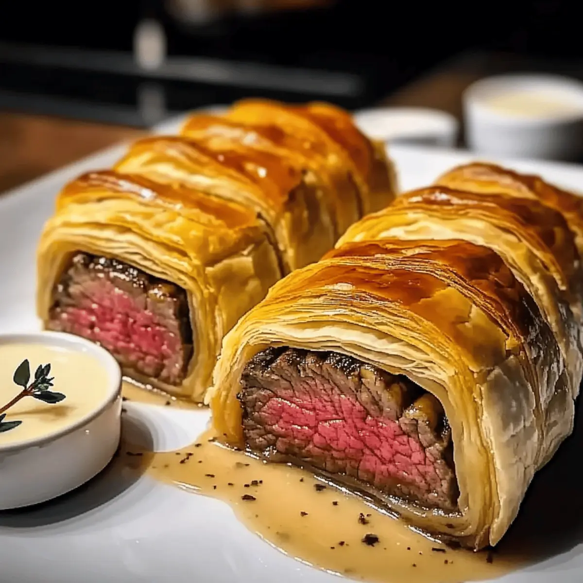 Mini Beef Wellington with Creamy Horseradish Sauce