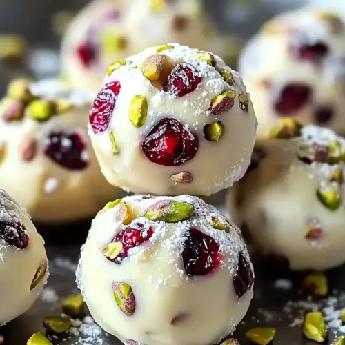Cranberry Pistachio White Chocolate Truffles