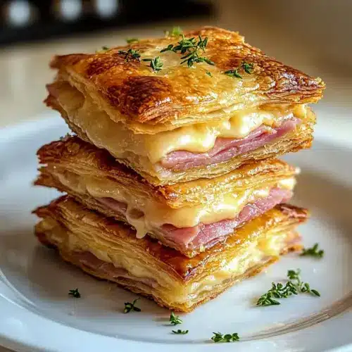 Crispy Ham & Cheese Puff Pastry Stacks