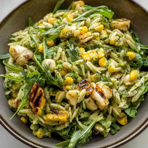 Grilled Corn Orzo Salad with Scallion Dill Dressing