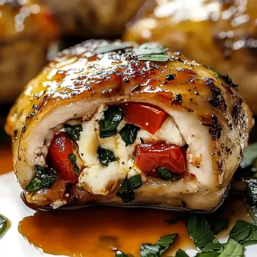 Roasted Red Pepper & Mozzarella Stuffed Chicken
