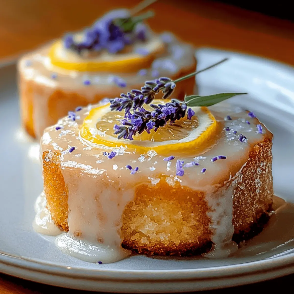 Lemon Cakes with Lavender Glaze