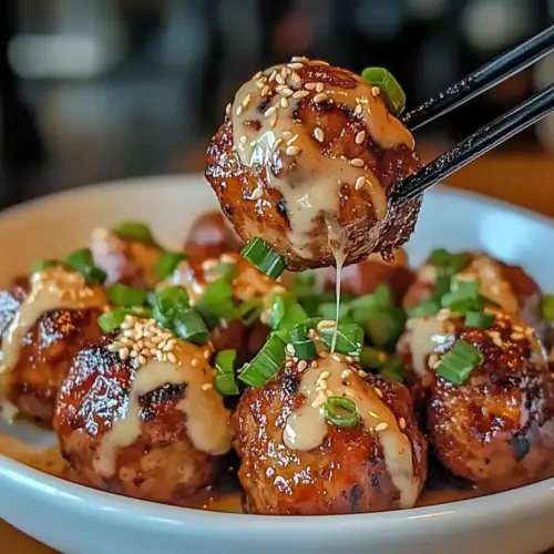 Tender Korean BBQ Meatballs with Spicy Mayo Dip