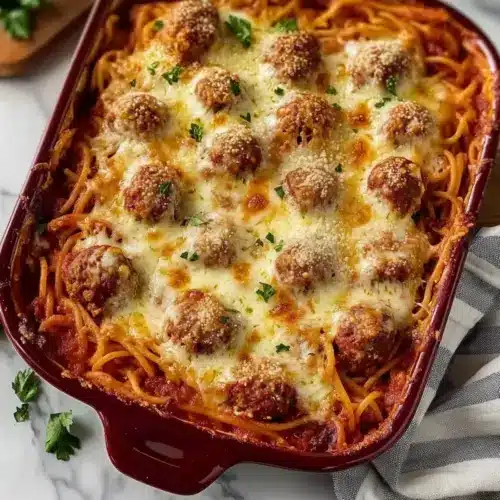 Irresistible Spaghetti and Meatball Casserole
