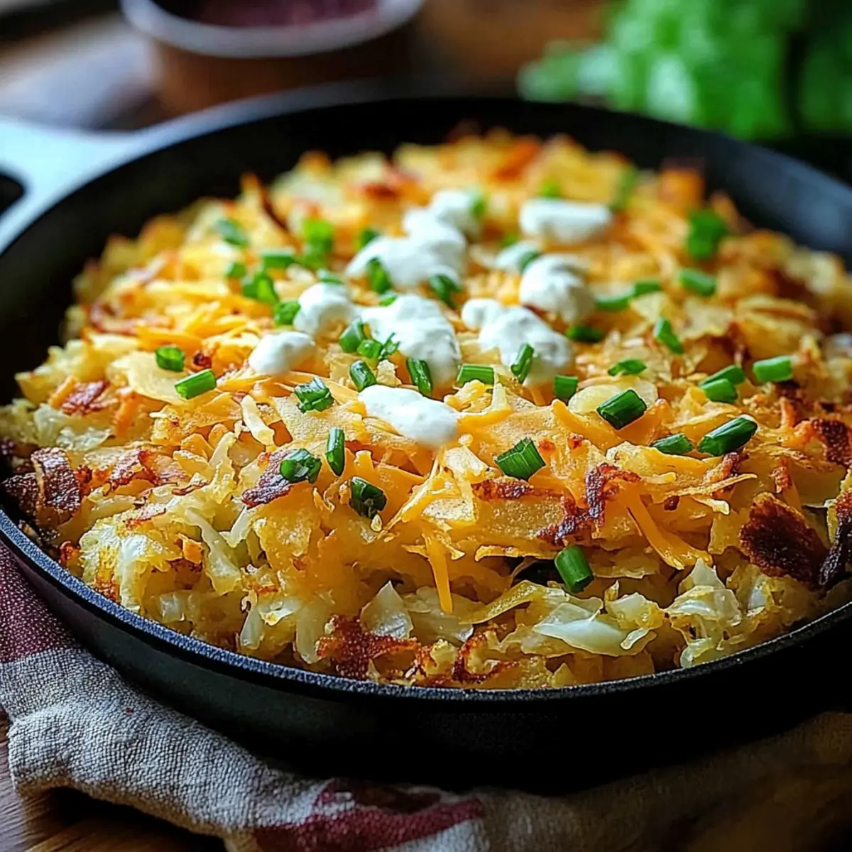 Irish Cheddar & Cabbage Hash Brown Skillet