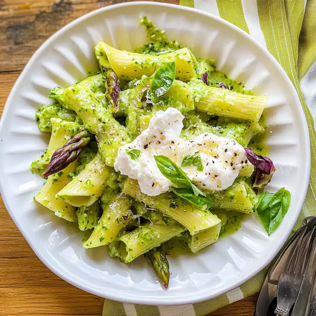 Spring Pasta with Leek & Pea Sauce with Fresh Burrata