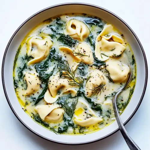 Lemony Tortellini Soup With Spinach and Dill
