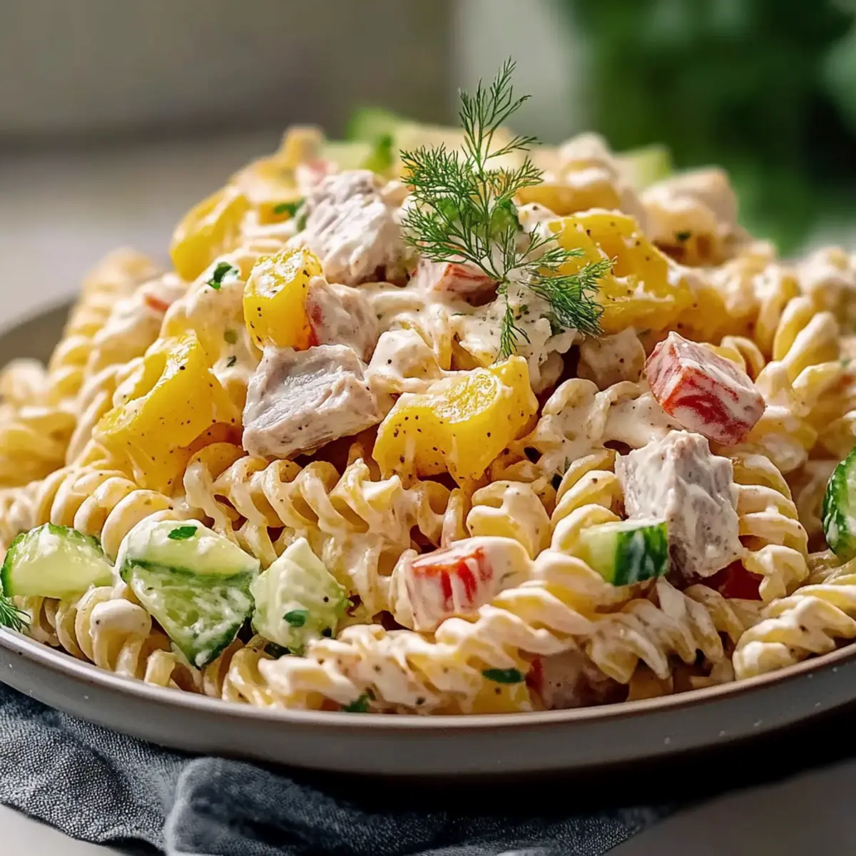 Easy High Protein Cottage Cheese Tuna Pasta Salad