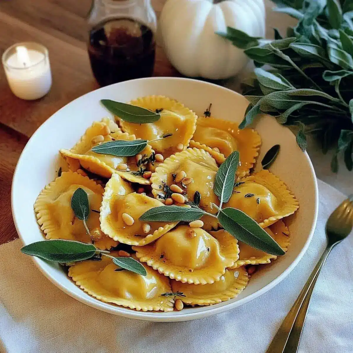 Pumpkin Ravioli With Sage & Brown Butter