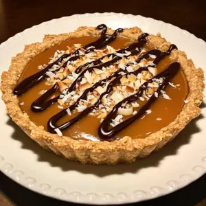 Samoa Cookie Pie with Caramel and Coconut