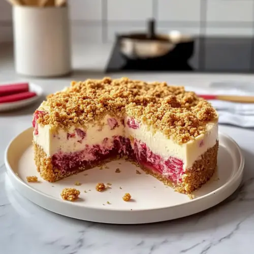Delicious Rhubarb Crumble Cheesecake
