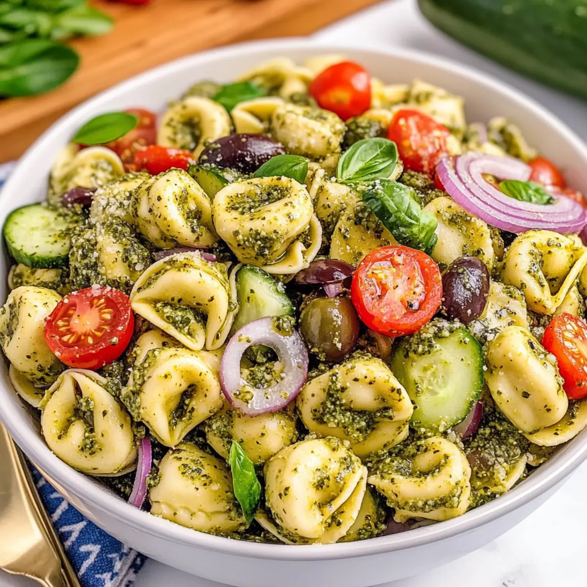 Cold Tortellini Pesto Salad