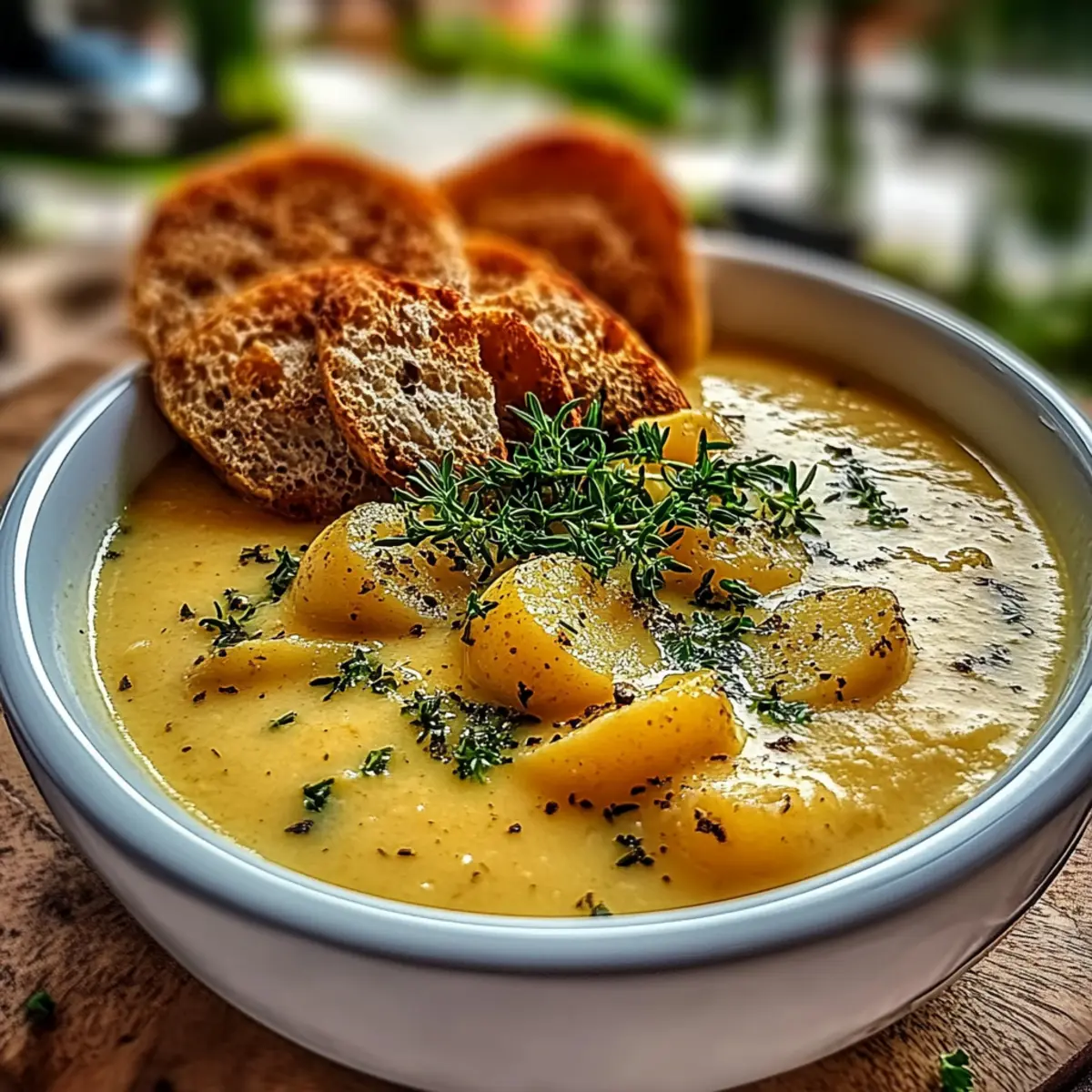 Cheddar Garlic Herb Potato Soup