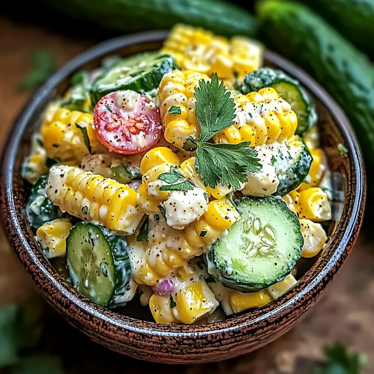Street Corn Creamy Cucumber Salad