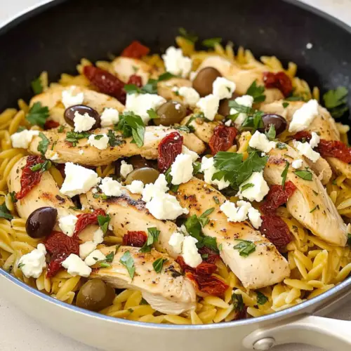 Easy Mediterranean Chicken and Orzo Skillet