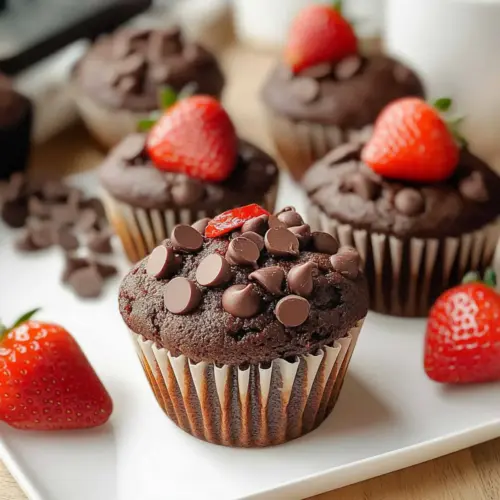 Double Chocolate Strawberry Muffins
