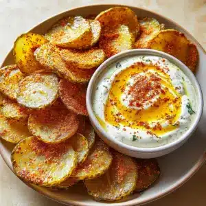 Spicy Pickle Chips and Dip
