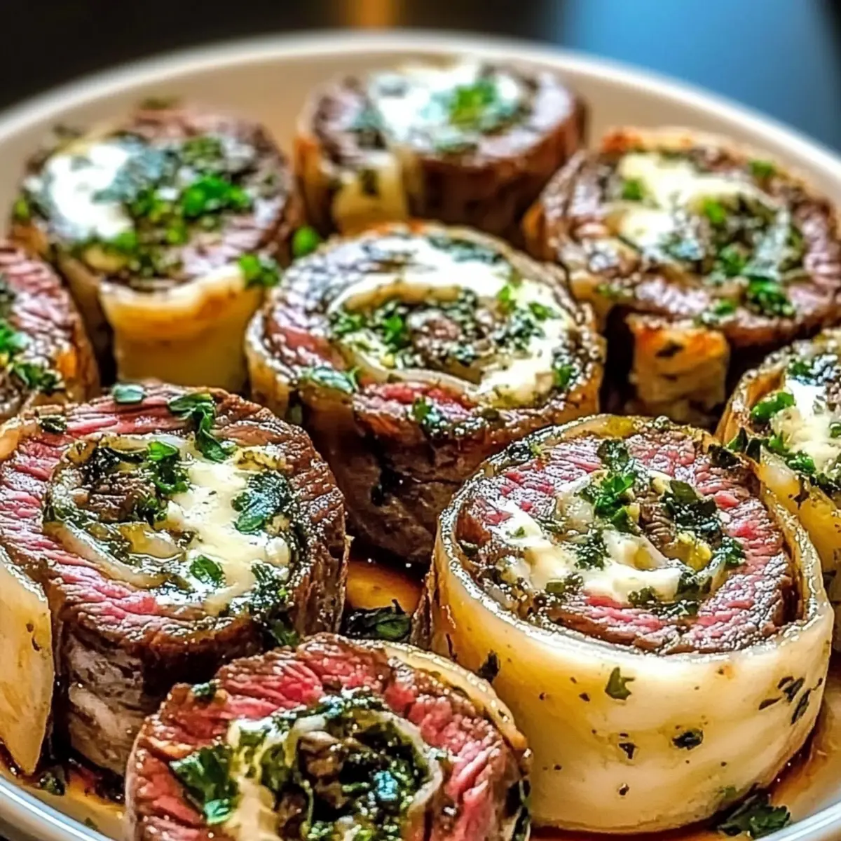 Garlic Herb Steak Pinwheels